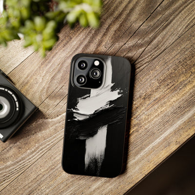 Abstract Black & White Slim IPhone Case - Modern Minimalist Design
