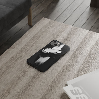 Abstract Black & White Slim IPhone Case - Modern Minimalist Design