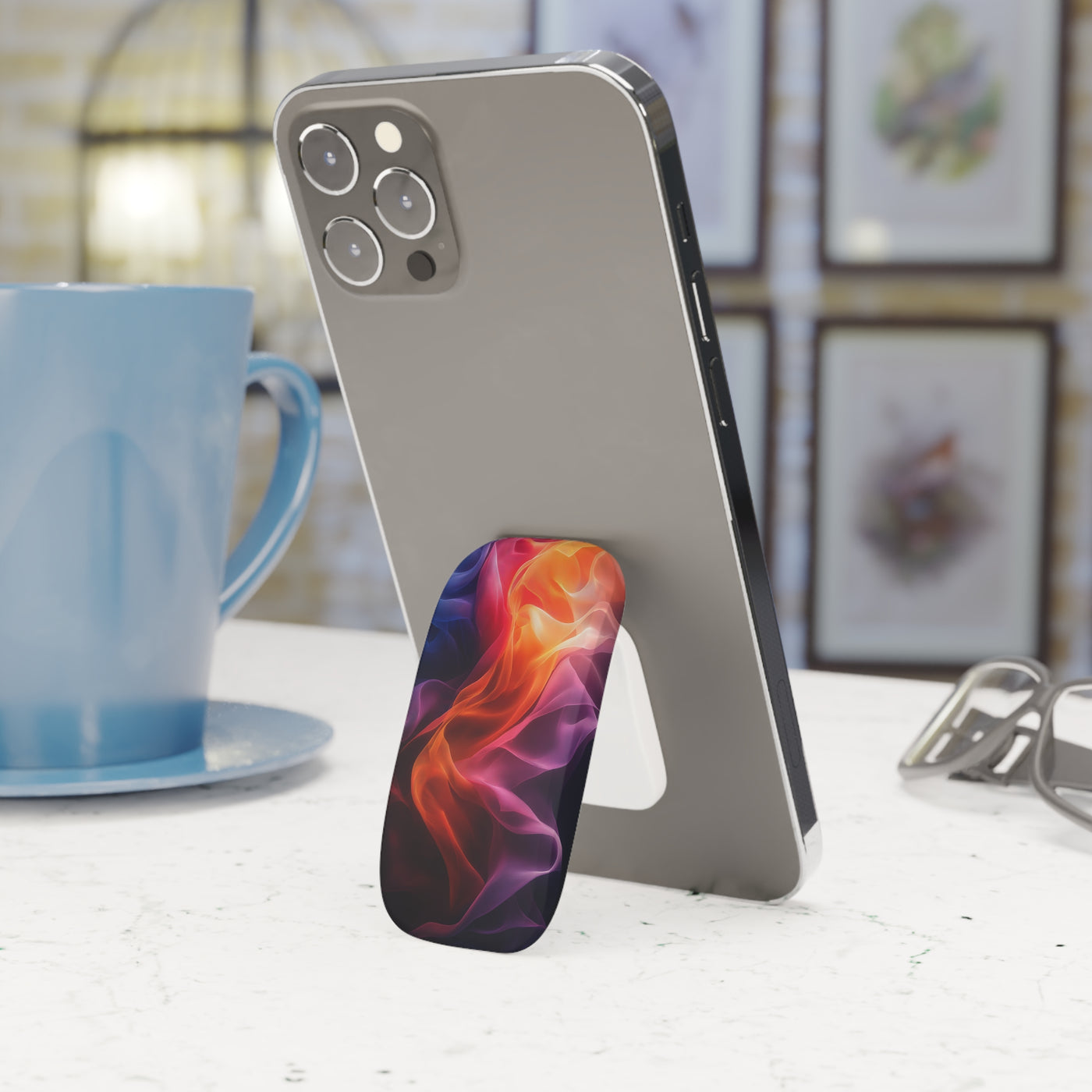 Colorful Abstract Phone Click-On Grip | Stylish Click-On Stand for Easy Handling & Support